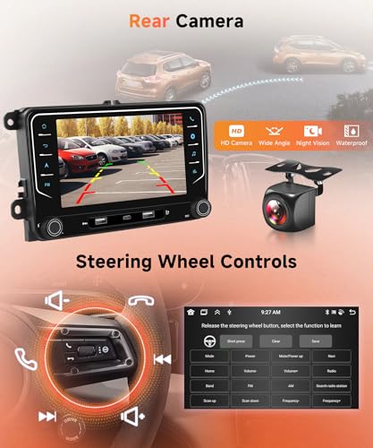8 Core 6G+128G Android Autoradio pour VW Golf 5 6 Passat Polo Tiguan Touran Caddy Skoda Seat 7 Pouces Autoradio avec Sans Fil Carplay Android Auto GPS Navi WiFi Bluetooth FM/RDS/DSP EQ Caméra de Recul