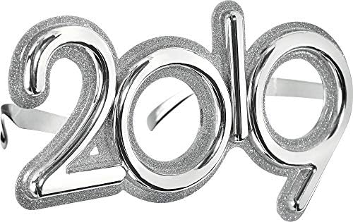 Amscan Glitter Silver 2019 NYE Glasses, New Years Eve Party Supplies, One Size