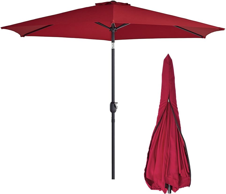 janshot Patio Umbrella 10 Ft Tilt Outdoor Table 6 Ribs Red with Giveaway of Patio Umbrella Cover