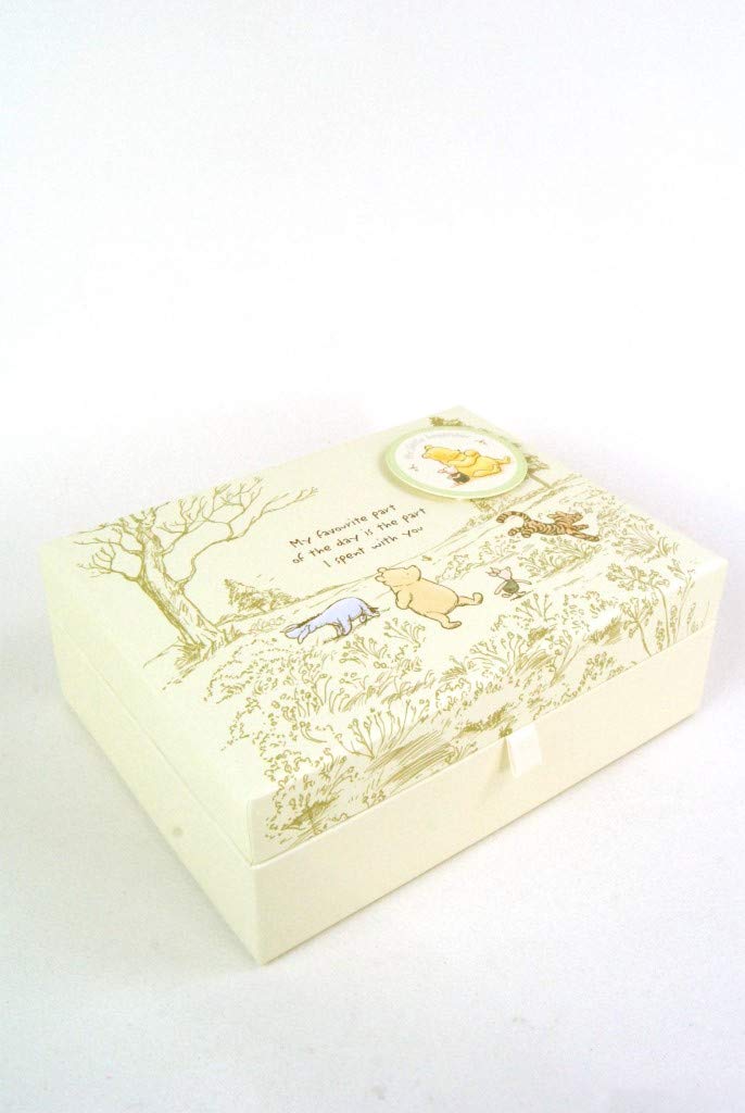 Four Seasons- Babies Winnie the Pooh Pale Lemon and White Babys 1st Memory Keepsake Box with Drawers for Babies Memories