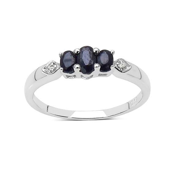Die Sammlung der Sapphire Ring: Ring silber schwarz Sapphire 3 Stein Verlobungsring, Muttertag, Geburtstag, Geschenk, ring Gr
