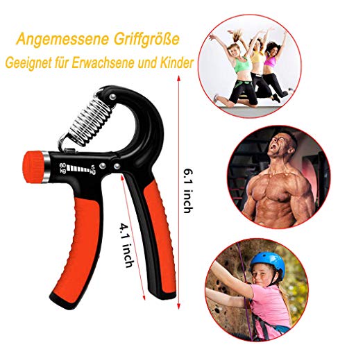 Qsnn-Handtrainer-Fingertrainer-2erSet-Hand-Muskel-Trainer-5-60Kg-Einstellbarer-Fingerhantel-Maenner-Fitness-Griffkraft-Trainer-Hand-Staerkung-Trainingsgeraet-und-Unterarm-Krafttraining-Rot