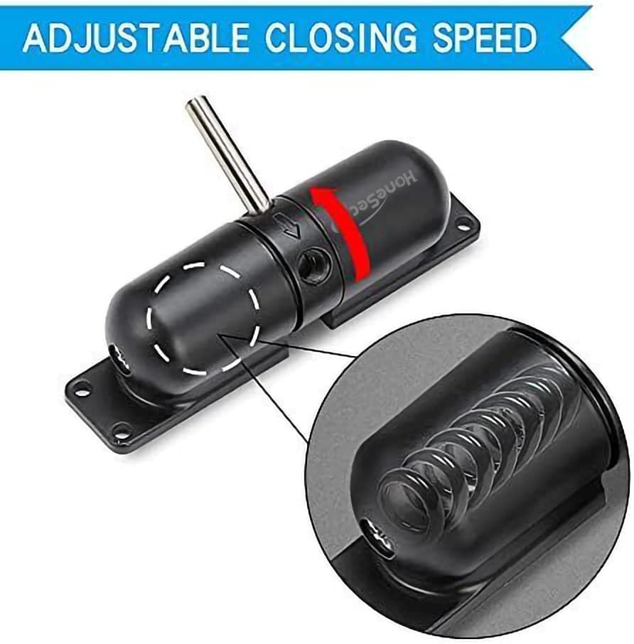 Prosecurloc Adjustable Spring Door Closers - Self-Closing Hinge for Child & Pet Safety, Fire Rated, Black, Up to 150 lbs Doors