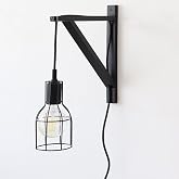 PRIADE Wall Mounted Wood Bracket for Hanging Sconce Pendant Lamp Kits, Planters, Lanterns, Wind Chimes, 12 Inch Floating Shelves Bracket, Set of 2 (Black)