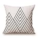 Elviros Cotton Linen Home Decorative Throw Pillow Case Cushion Cover for Sofa Couch, Black Geometric Lines, 18