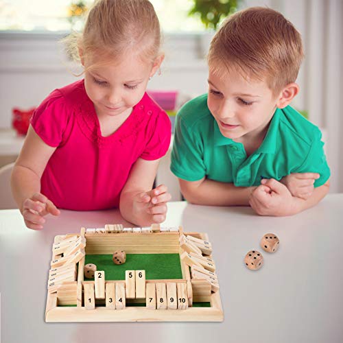 Gexmil Shut The Box, 24 Player Shut The Box Game Wooden with 8 Dice