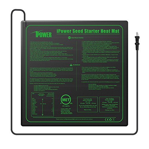 iPower GLHTMTM Durable Waterproof Seedling Heat Mat 20" x 20" Warm Hydroponic Plant Germination Starting Pad, Black