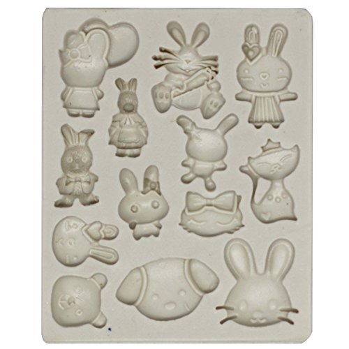 Funshowcase Cute Bunny Kitty Puppy Bear Candy Silicone Mold for Sugarcraft, Cake Decoration, Cupcake Topper, Chocolate, Fondant, Jewelry, Polymer Clay, Soap Making, Crafting Projects