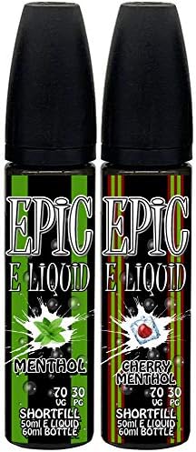 Duo Pack - Menthol + Cherry Menthol E Liquid 70/30 Shortfill Vape Juice High VG Premium E-Liquid No Nicotine 0mg Short Fill Shortfilled eJuice Ecig E Cigarette Juice (EPIC E LIQUID)