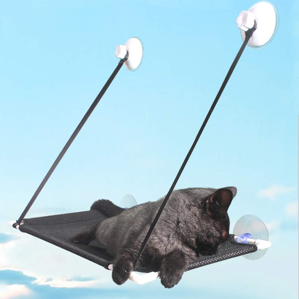 Cat Window Perch Hammock Bed suction cups Kitty Sunbath Seat Breathable Mesh Pet Hanging Bed Safety Mounted Basking Hammock with 4 Heavy Duty Suction Cups Holds up to 22lbs