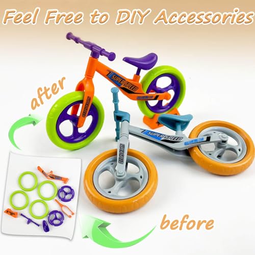12 Pack Mini Assembly Balance Bike Toys, Bulk Party Favors and Birthday Return Gifts, Classroom Rewards, School Prizes, Mini Fidget Toys and Game Prizes for Children’s Goodie Bags