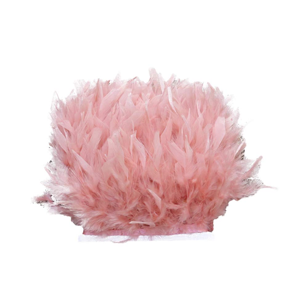Selene 43 Colours 2 Meters Quality Natural Feather Trimming Fringe for Millinery Craft Dress Making (#27-Candy Pink)