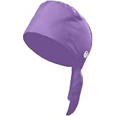 Frestree Adjustable Working Cap With Sweatband - Bouffant Tie-Back Hat For Women & Men (Purple, One Size)