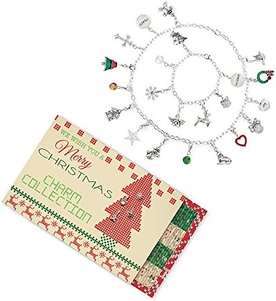 Christmas 2016 Silver Plated Charm Bracelet &amp; Charm Necklace Advent Calendar