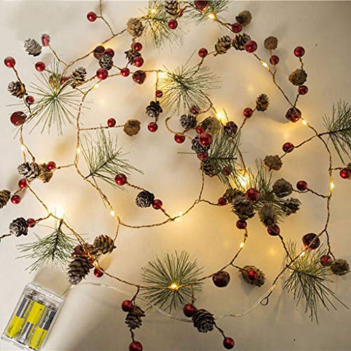 Lyperkin 20 LED Christmas Warm Delicate Tree Strings Lights Fairy Pine Cone Garland Lights Wedding Party Outdoor Decor Window Waterproof Light for Backdrop Home Bedroom Indoor Decorations(6.5Feet)