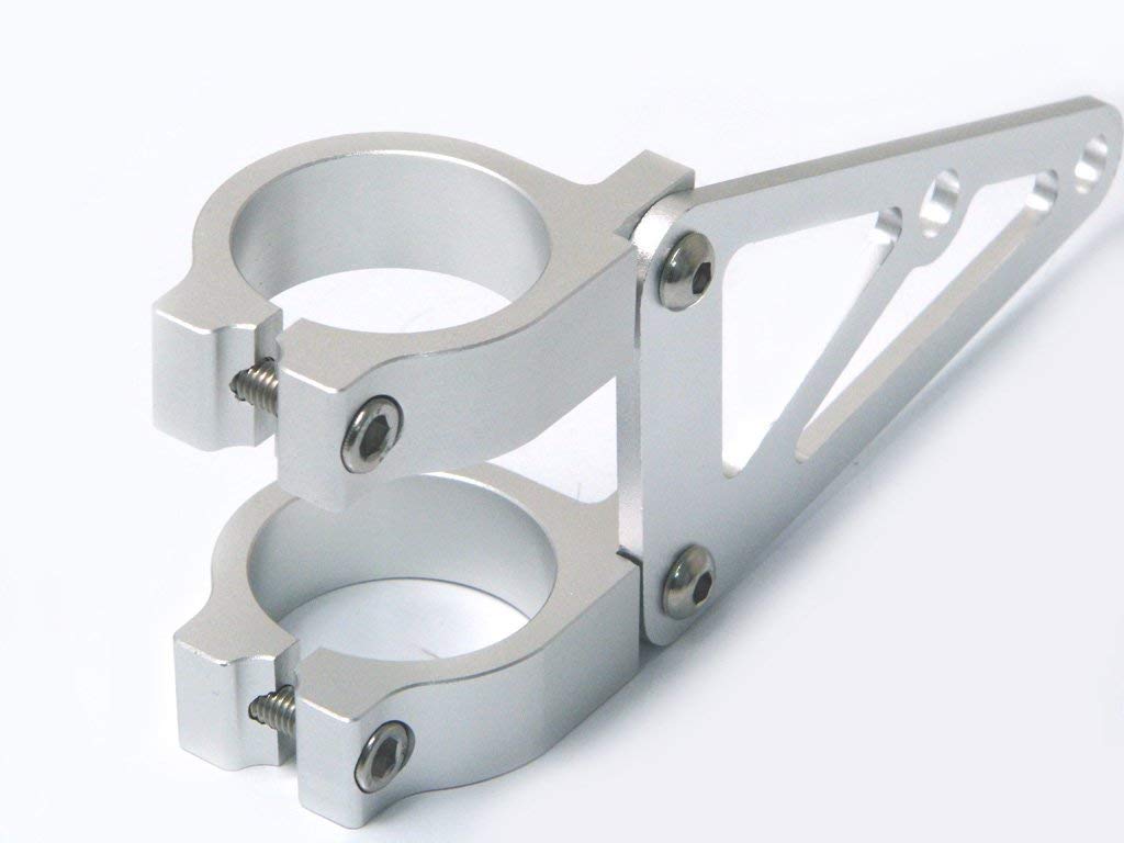 Alchemy Parts Supporti Faro Per Forcella Moto 50/51 Mm, In Alluminio CNC Spazzolato, Con Fori Per Indicatori 10 Mm
