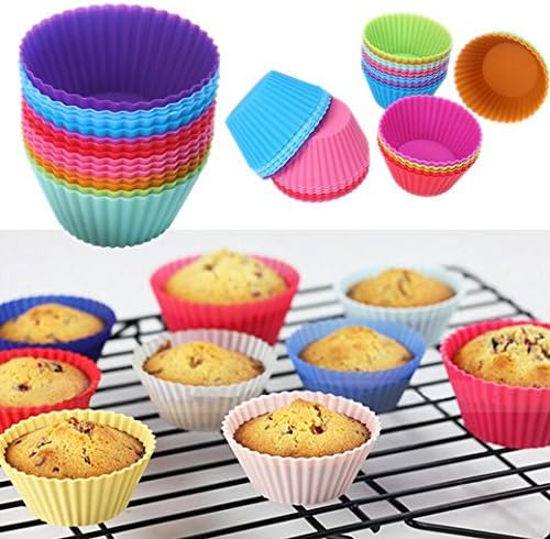 Mini Silicone Baking Cups, Mini Cupcake Liners, Non-stick, Assorted Colors, Silicone Molds -Set of (40)