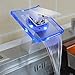 1002 No Battery Water Power Waterfall Bathroom Sink Faucet Deck Mount Color Changing Light LED Glass Spout Chrome Finish