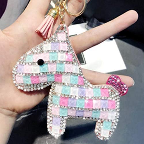 HarveyRudol85 Fashion Rhinestone Cute PU Horse Keychain Key Holder Funny Key Chain Keyring