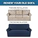H.VERSAILTEX 2 Piece Loveseat Slipcovers Stretch Furnitue Cover Fit Lovesat Width Up to 70 Inch, Spandex Jacquard Fabric Sofa Protector Suit for T Cushion/Box Cushion- Loveseat - Navy