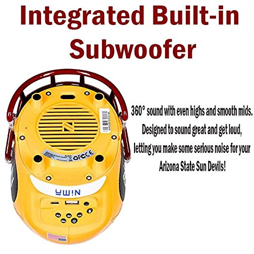 Nima Athletics Portable Bluetooth Speaker, [Officially Licensed] NCAA College Football Helmet Wireless Stereo Speaker Built-in Mic, Loud HD Sound Bass (5" Helmet Size - Small, Arizona State) - Thumbnail 3