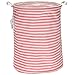 Sea Team 19.7 Inches Large Sized Waterproof Coating Ramie Cotton Fabric Folding Laundry Hamper Bucket Cylindric Burlap Canvas Storage Basket (19.7