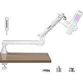Microphone Arm,Aokeo AK-55 Desk Low Profile Adjustable Mic Boom Arm Stand,Suitable For Blue Yeti,Snowball iCE, HyperX QuadCast,SoloCast,Elgato Wave,Etc