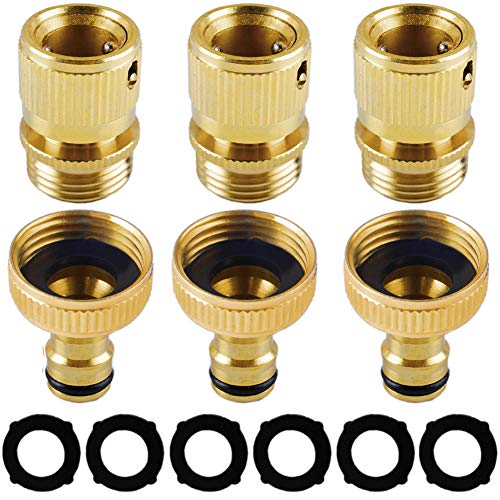 Gekufa Garden Hose Quick Connect Fittings Brass - 3/4 inch Quick