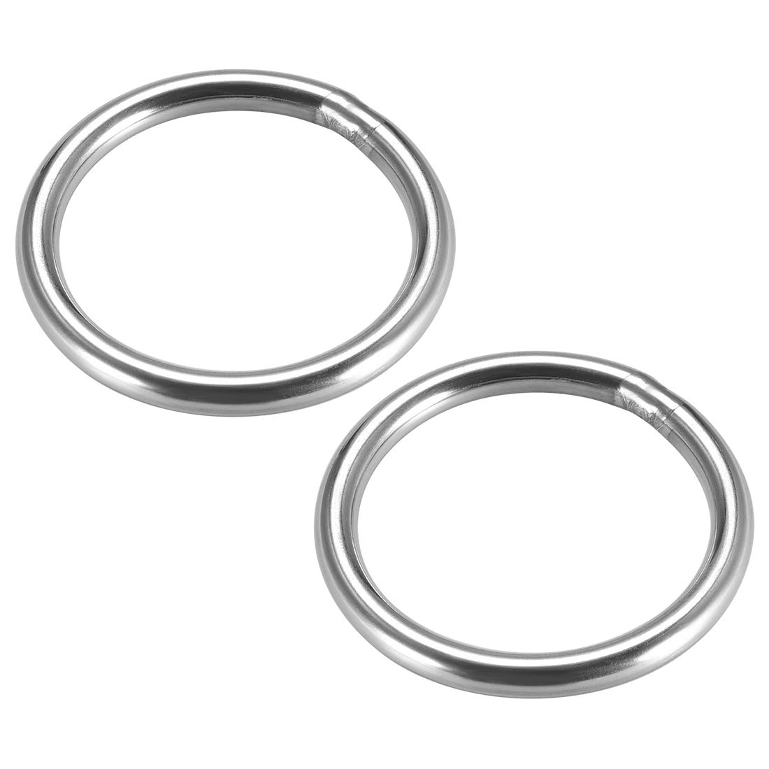 sourcing map 201 Stainless Steel O Ring 50mm(1.97") Outer Diameter 5mm Thickness Strapping Welded Round Rings 2pcs
