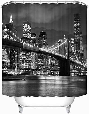 GYMNLJY 3D City night view Waterproof Printing Shower curtain Polyester Blackout cut off Hanging curtain 180180CM , 180cmx180cm