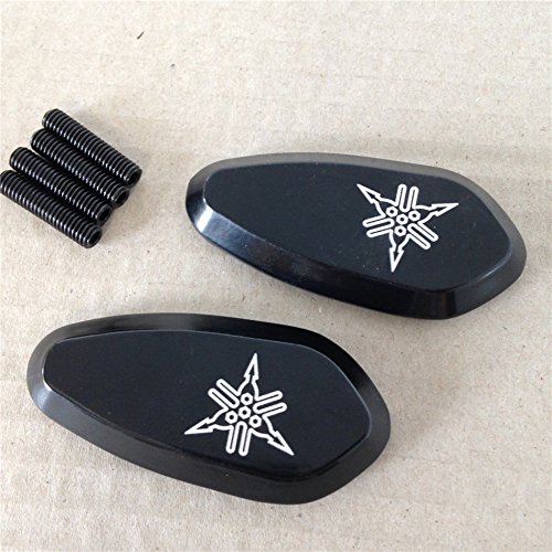 HTT Motorcycle Mirror Block Off Base Plates For 2000-2008 Yamaha R1 Yzf-R1 Yzfr1 "" Engraved Black