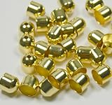 100 Cord Tips/caps, Gold-plated Brass, 8x8mm Outside Diameter with 7mm Inside Diameter. Sold Per Pkg of 100.