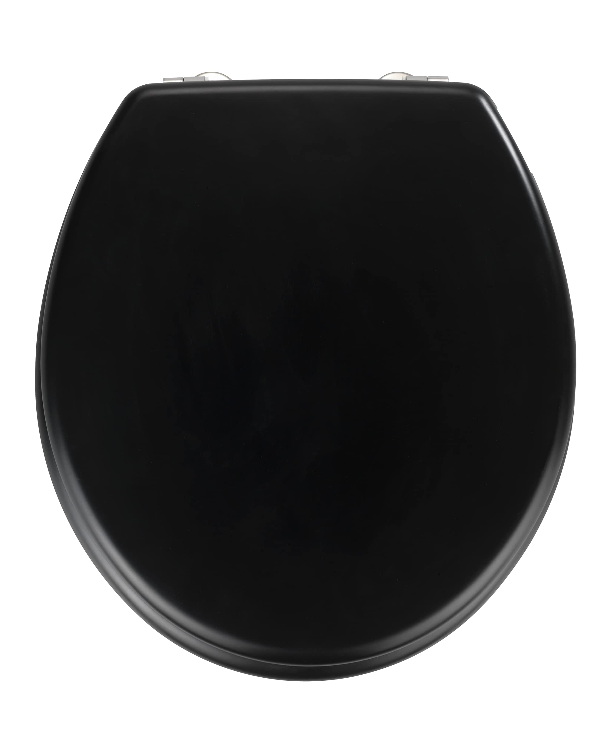 WENKO 20077100 Toilet seat Prima Black Matt suitable for cisterns, rustproof stainless steel mounting, MDF, 38 x 41.5 cm, Black