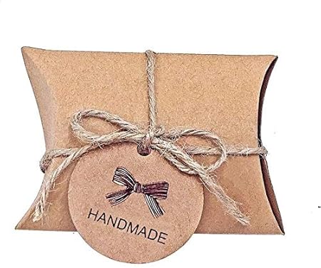 50pcs / Lot Papel Kraft Almohada la caja del caramelo de la boda favorece el regalo cajas