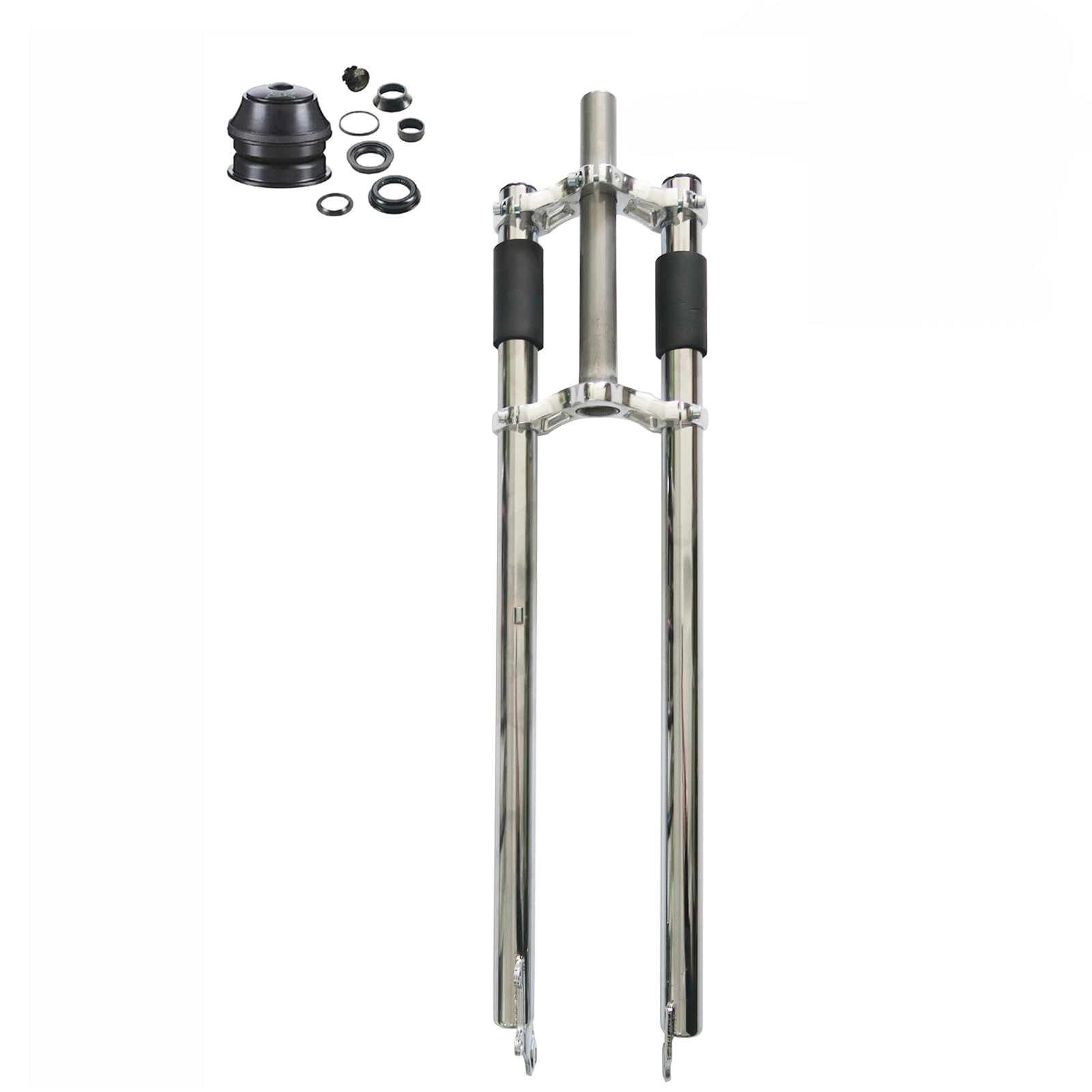 Photo 1 of CDHPOWER Bicycle Fork 26" and 1 1/8" Headset Combo - Triple Tree Non Suspension Fork w/Double Shoulder fit 26x3.5 Fat tire