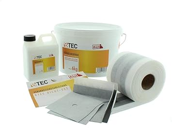 Btec Dicht-Set Dusche'Standard' 6 Kg Flüssigfolie, 2 Innenecken, 2 Wandmanschetten, 5m Dichtband, 1l Tiefgrund Abdichtung Dic