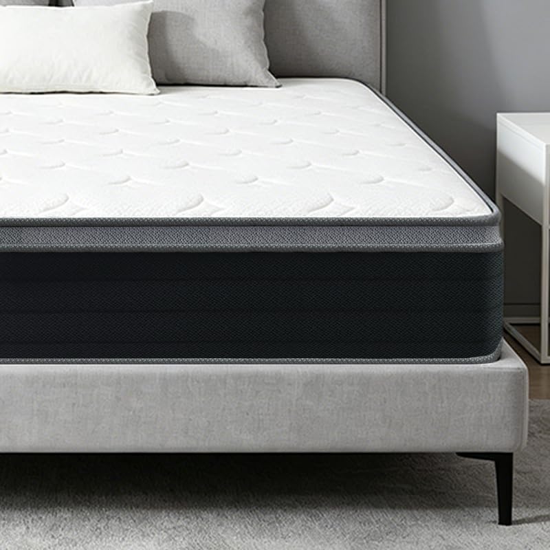 Queen Size Mattress, 10 Inch Plush Comfort, Pocketed Coil Mattress in a Box, 60x80 Inch Queen Bed Mattress with Supportive Quiet Design