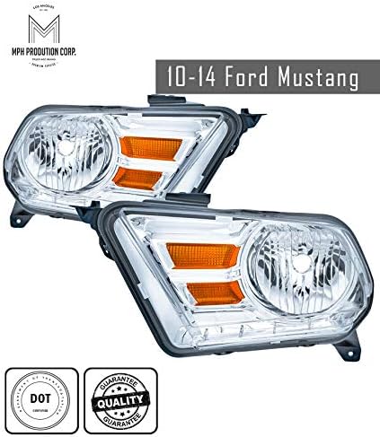 MPH 2010-2014 Ford Mustang AMCH OEM Driver & Passenger Replacement Headlights Lamps Assembly