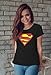 Decrum Womens Superman Logo Shield Logo T Shirt| Black, L