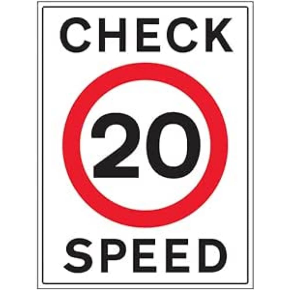 V Safety 20 MPH Speed Check - 600x800mm Class RA1 Reflective 3mm Aluminium Composite Safety Sign