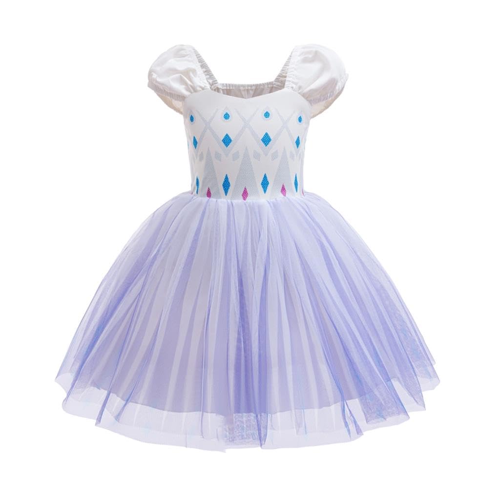 Lito Angels Princess Tulle Dress for Little Girls Kids Fancy Dress Up World Book Day Halloween Christmas Birthday, Age 5-6 Years White