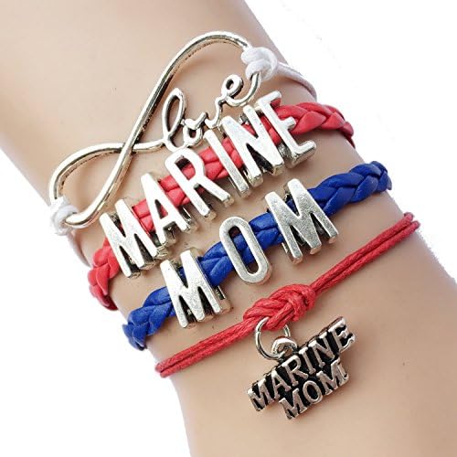 Infinity Love United States Defense Department Marine Mom Bracelet Handmade Leather