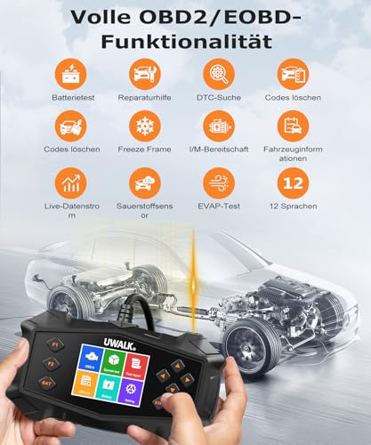 OBD2 Diagnostic Device OBD Car Adapter: EOBD Car Scanner Engine Diagnostic Error Reader Reader with OBDII Functions – German Car Reader for All Vehicles Ford BMW VW Mercedes Audi