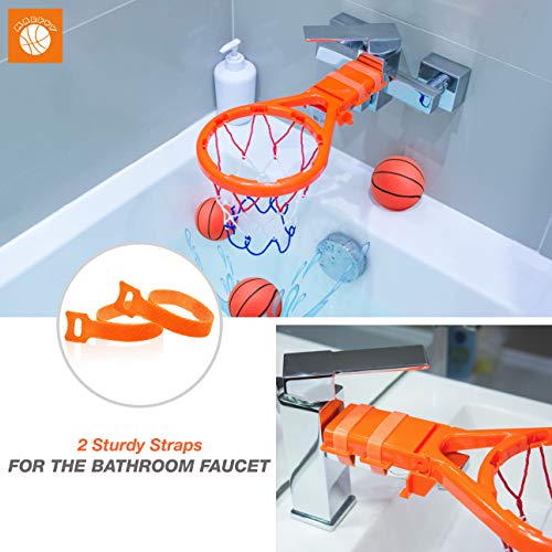 Bath Toy Basketball Hoop for Kids + 5 Upgraded Balls - Bathtub Basketball Hoop for Boys & Girls - Indoor Fun Games & Improve Motor Skills - 2IN1 Hanging System - B0NUS Bath Toy Organizer - GREAT GlFT