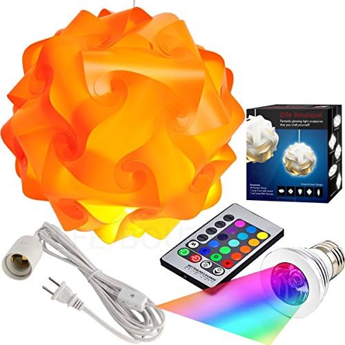 Puzzle Lights Kit, Modern Jigsaw Puzzles Lamp with 12 Feet Cord and Remote Control 16 Color Changing LED Light Bulb Kit, Large Size (Orange)