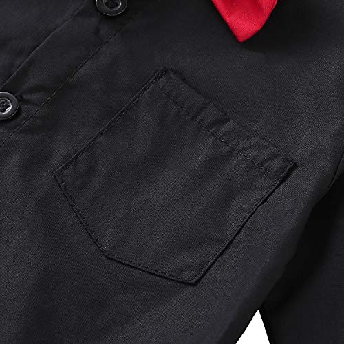 Infant Baby Boys Dress Shirt Bodysuit Formal Long Sleeve Rompers for Wedding Party (Black, 18-24 Months) - Thumbnail 3