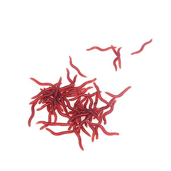 100-PCS-Red-Worm-Soft-Rubber-Fishing-Lures-Baits-15-Inch-4-cm