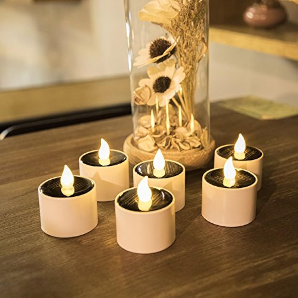 Solar Candles Flameless Rechargeable LED Tea Lights Battery Operated