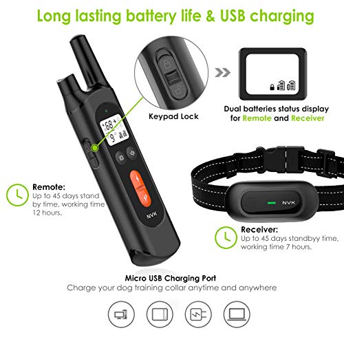 NVK Dog Training Collar 2 Receiver Rechargeable Collars for Dogs with