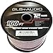 GLS Audio Premium 12 Gauge 100 Feet Speaker Wire - True 12AWG Speaker Cable 100ft Clear Jacket 100' Spool Roll 12G 12/2 Bulk
